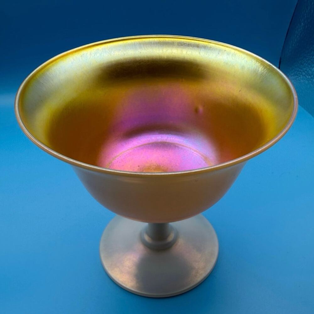 Steuben Gold Aurene Sherbet • Calcite Base • Carder Era Art Glass • 4”